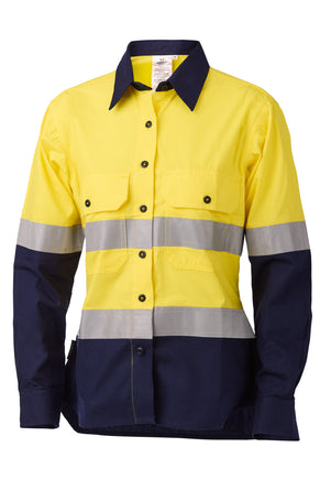 DANEUNDER Womens LS Taped Shirt Yellow/Navy